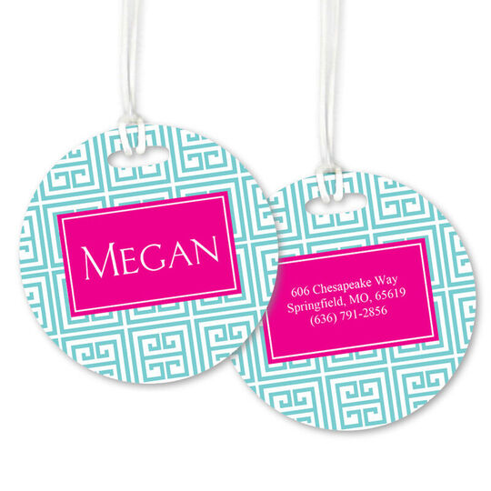Aqua Greek Luggage Tags